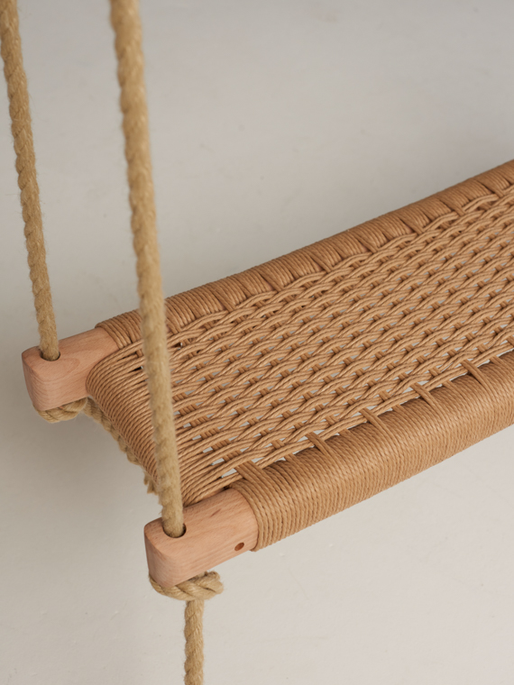 atelier mooijen beech swing handwoven seating paper cord detail 1