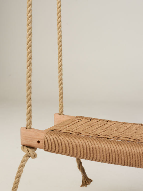 atelier mooijen beech swing handwoven seating paper cord detail front