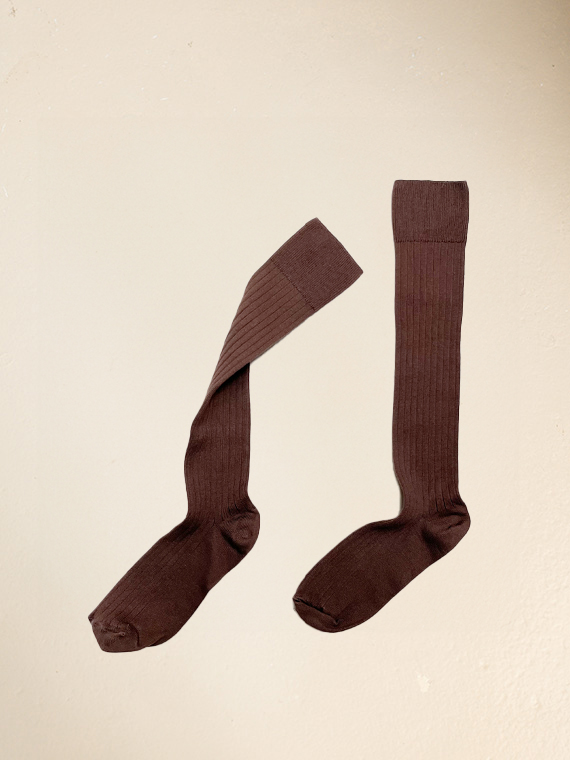 collegien socks cotton sicks rib socks chocolat au lait French socks