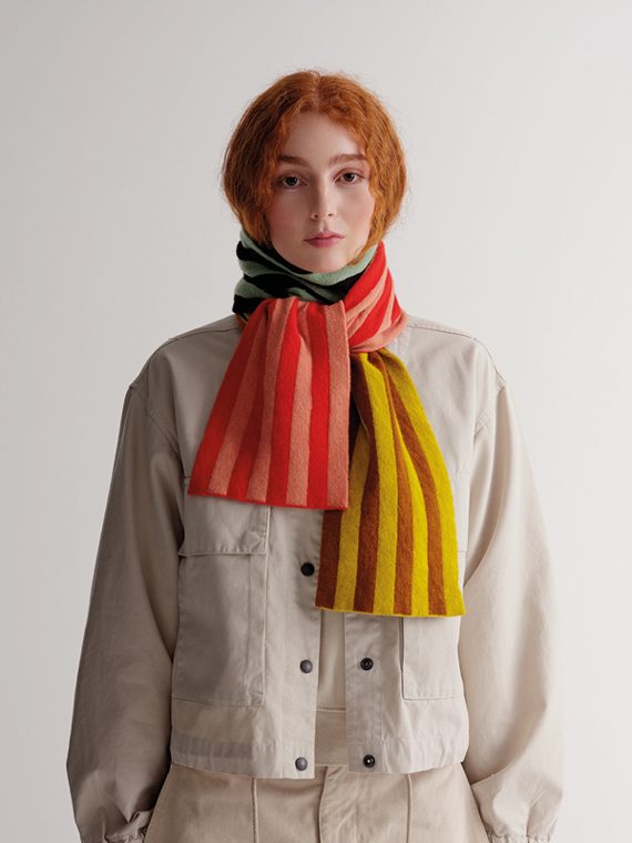 vertical stripe scarf multicolour jo gordon knitwear jo gordon scarfs lambswool woolen scarf cover