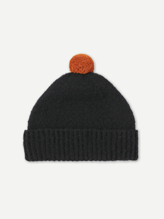 brushed pompon hat black jo gordon shop online