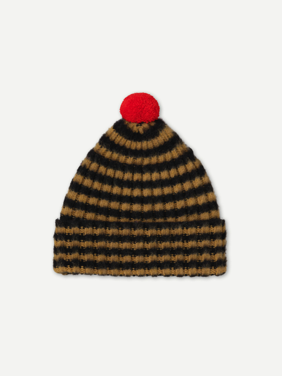 Brushed Stripe Hat Pompon Brown jo gordon shop online