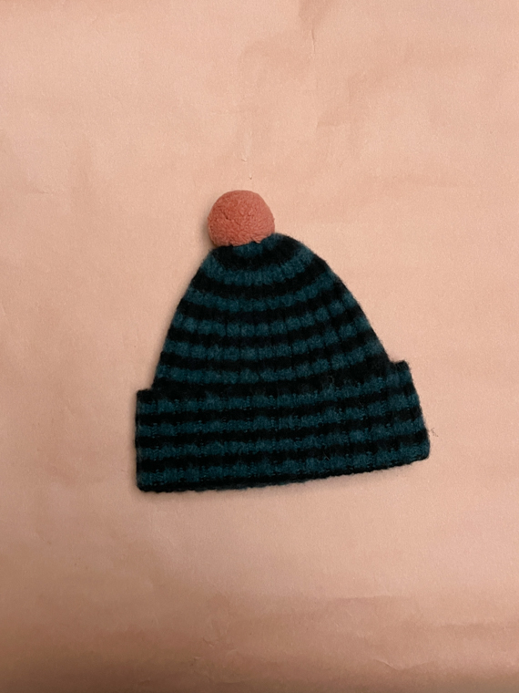 Brushed Stripe Hat Pompon Blue jo gordon shop online