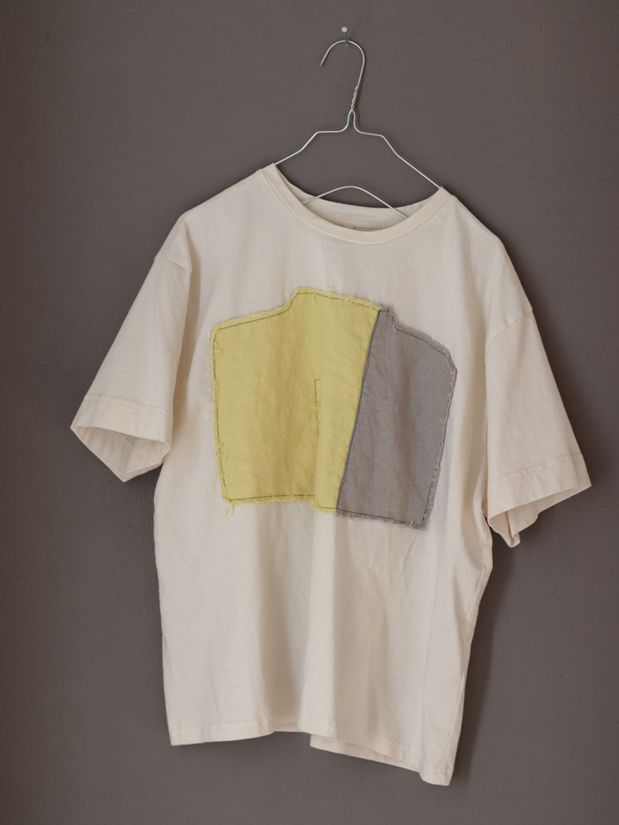 patched tee linen patch organic cotton tee cotton t-shirt fant shop online grey yellow